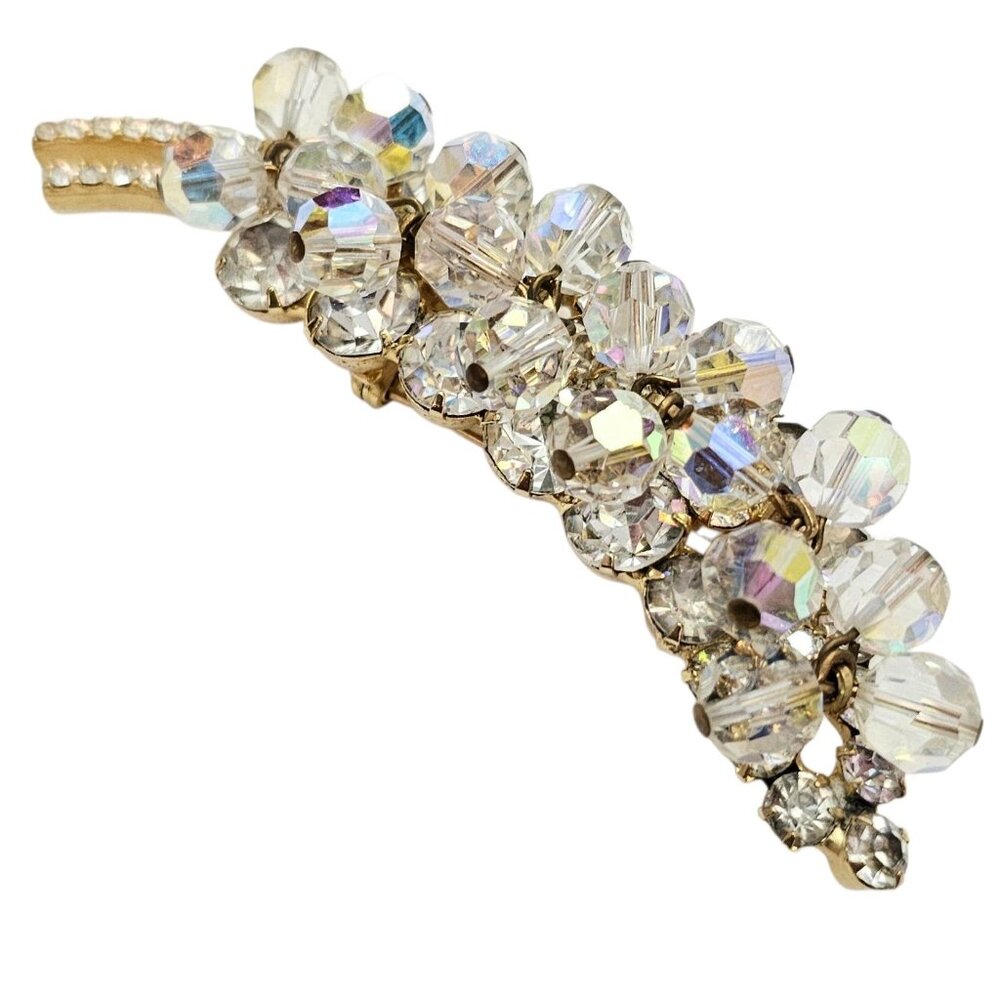Juliana Cha Cha Beads AB Clear Rhinestone Leaf Brooch